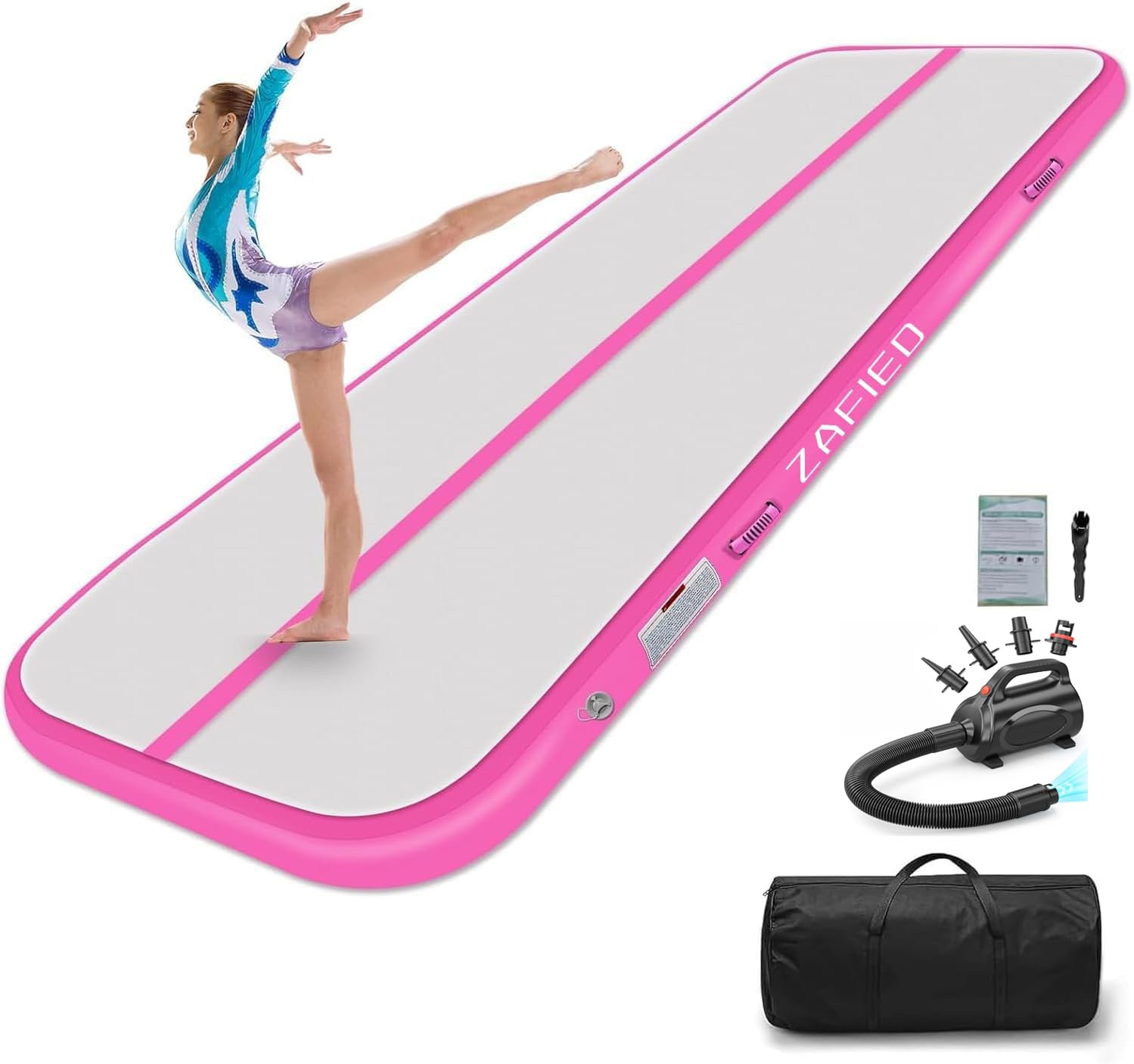 Air Mat Track, tappetino da ginnastica 3/4/5/6 m, gonfiabile, con pompa, tappetino per allenamento, fitness, yoga, per casa e esterni