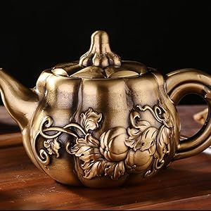 Amazon.com: Usoway 创意黄铜南瓜造型茶壶做旧南瓜水壶茶室装饰