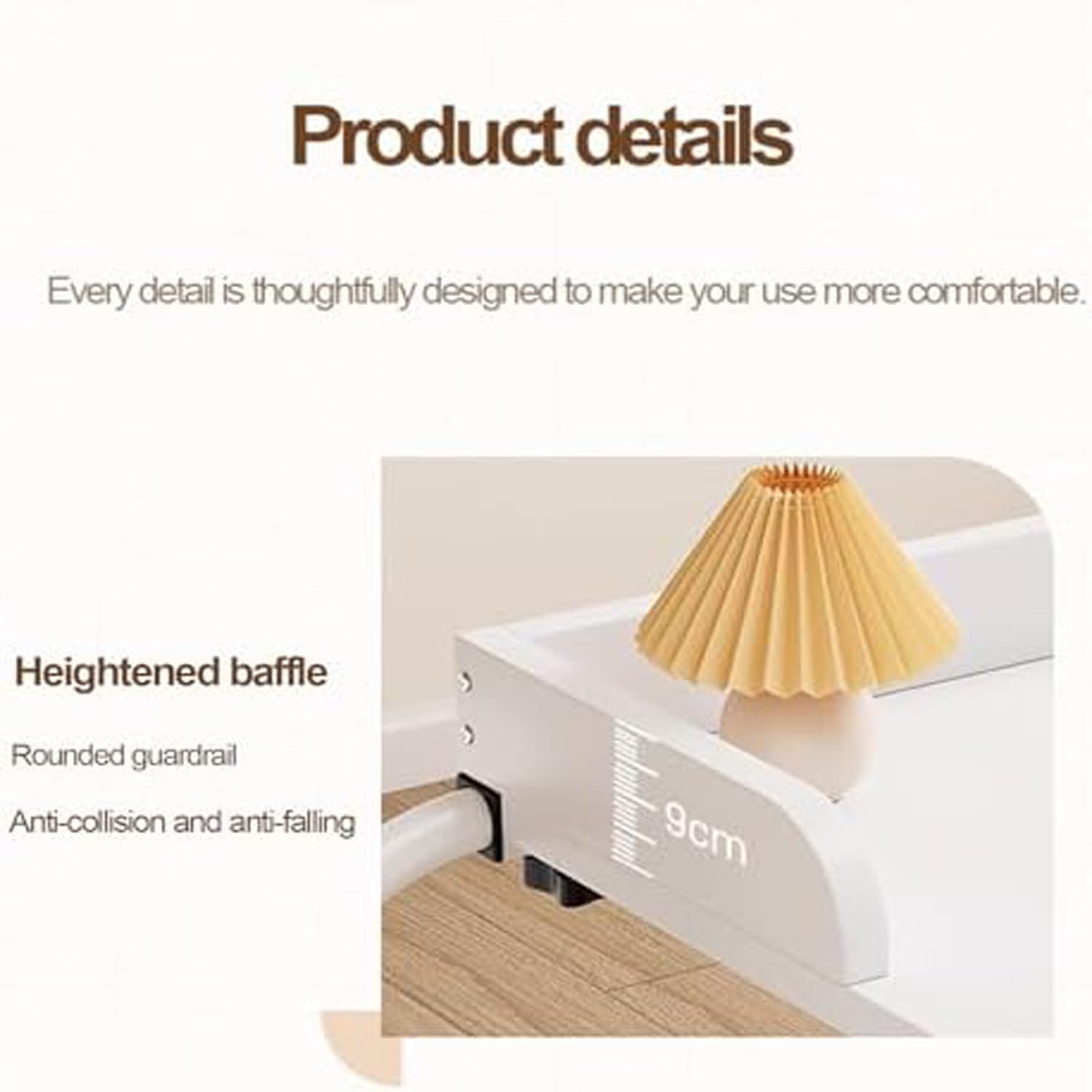 Tavolo Servitore per Letto,tavolino Mobile Regolabile Scrivania Pieghevole con Ruote Tavolino da Letto Elettrico in Altezza(Color:Bianco+)