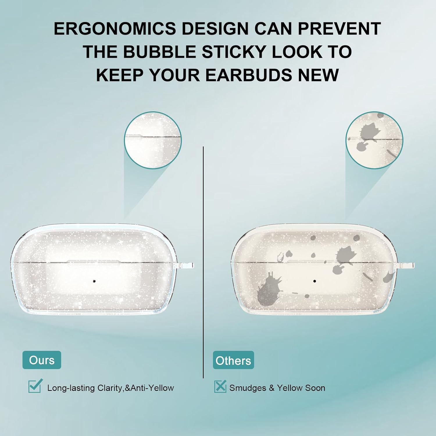 for Bose New QuietComfort Earbuds Case Clear Glitter 2024,Full Protective Soft Transparent TPU Cover for Bose QuietComfort Earbuds Headphone Accessories with Carabiner&Cleaning Pen-Shinnig - Image 5