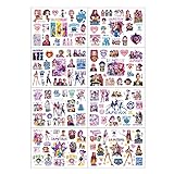 ERSIVSI 8 Sheets Girls Band Cartoon Temporary Tattoos, About 135Pcs Waterproof Tattoo Stickers for Theme Birthday Party Favors, Suitable for Group Activities, Party Bag Filler, Fans Lovers
