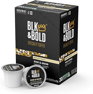 BLK & Bold Rise & GRND, Keurig Single Serve K-Cup Coffee Pods, Premium Medium Roast, 100% Arabica Beans, 20 Count