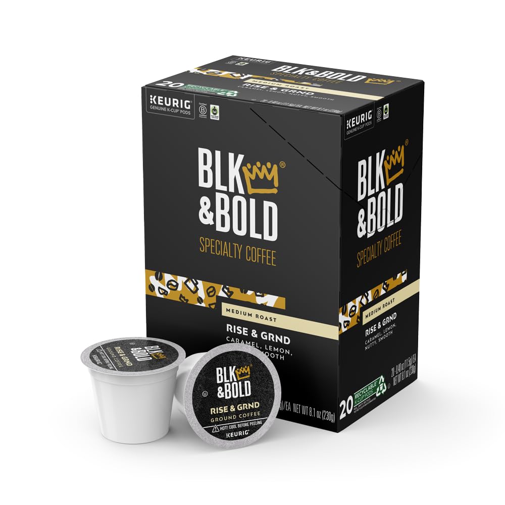 BLK & BoldRise & GRND, Keurig Single Serve K-Cup Coffee Pods, Premium Medium Roast, 100% Arabica Beans, 20 Count