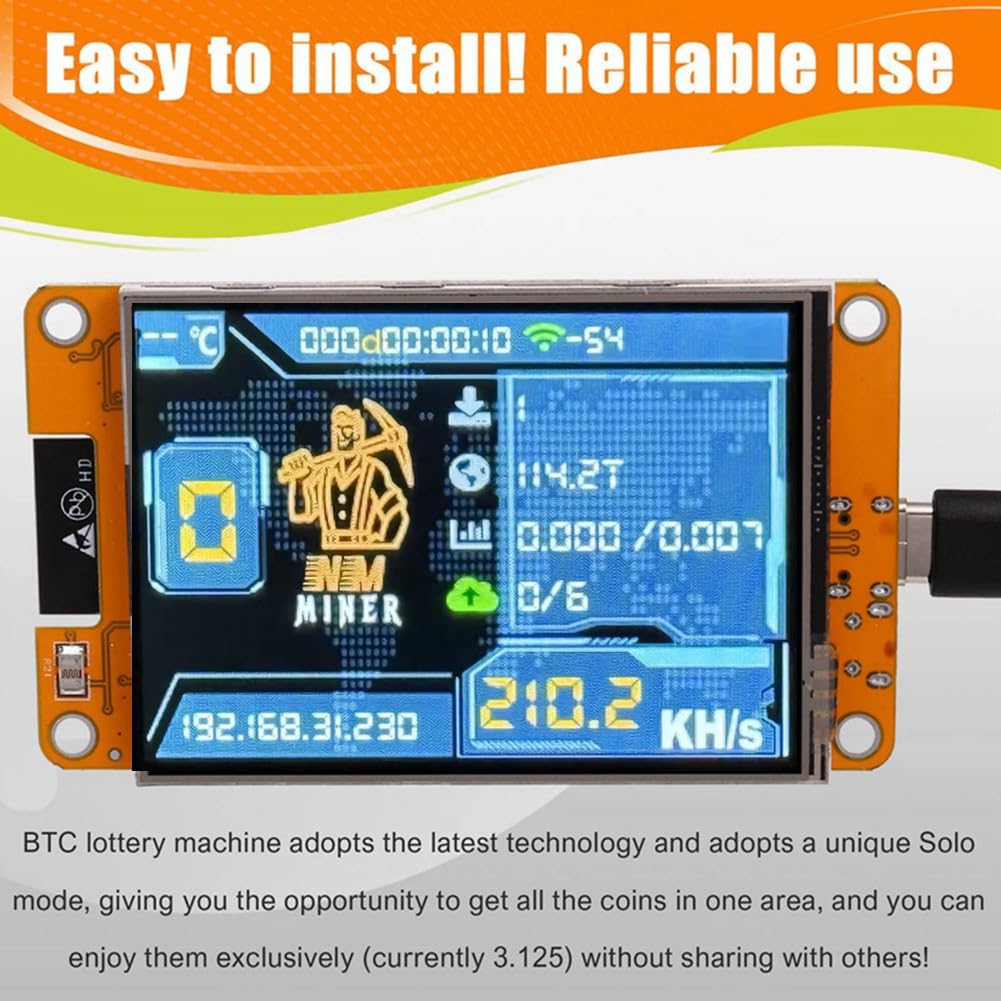 NMMiner NerdMiner 235KH/S Harshrate Bitcoin Crypto Solo Lottery Miner 2,8 Smart Display ulepszony NerdMiner