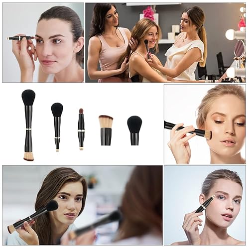Miniatura 7 de Juego de brochas de maquillaje profesional, 4 en 1, brocha de maquillaje de doble punta para mujeres y niñas, brochas de maquillaje desmontables de