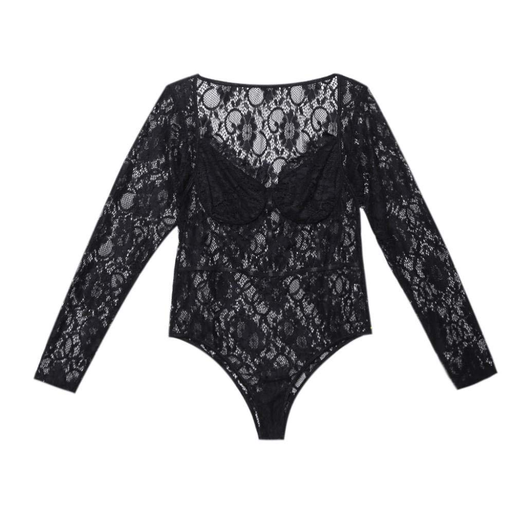Bekleidung & Schuhe für Modepuppen Spitze Sexy Dessous Plus Size Frauen Transparenter Body Sexy Unterwäsche Langarm V-Ausschnitt Gemütliche Nachtwäsche