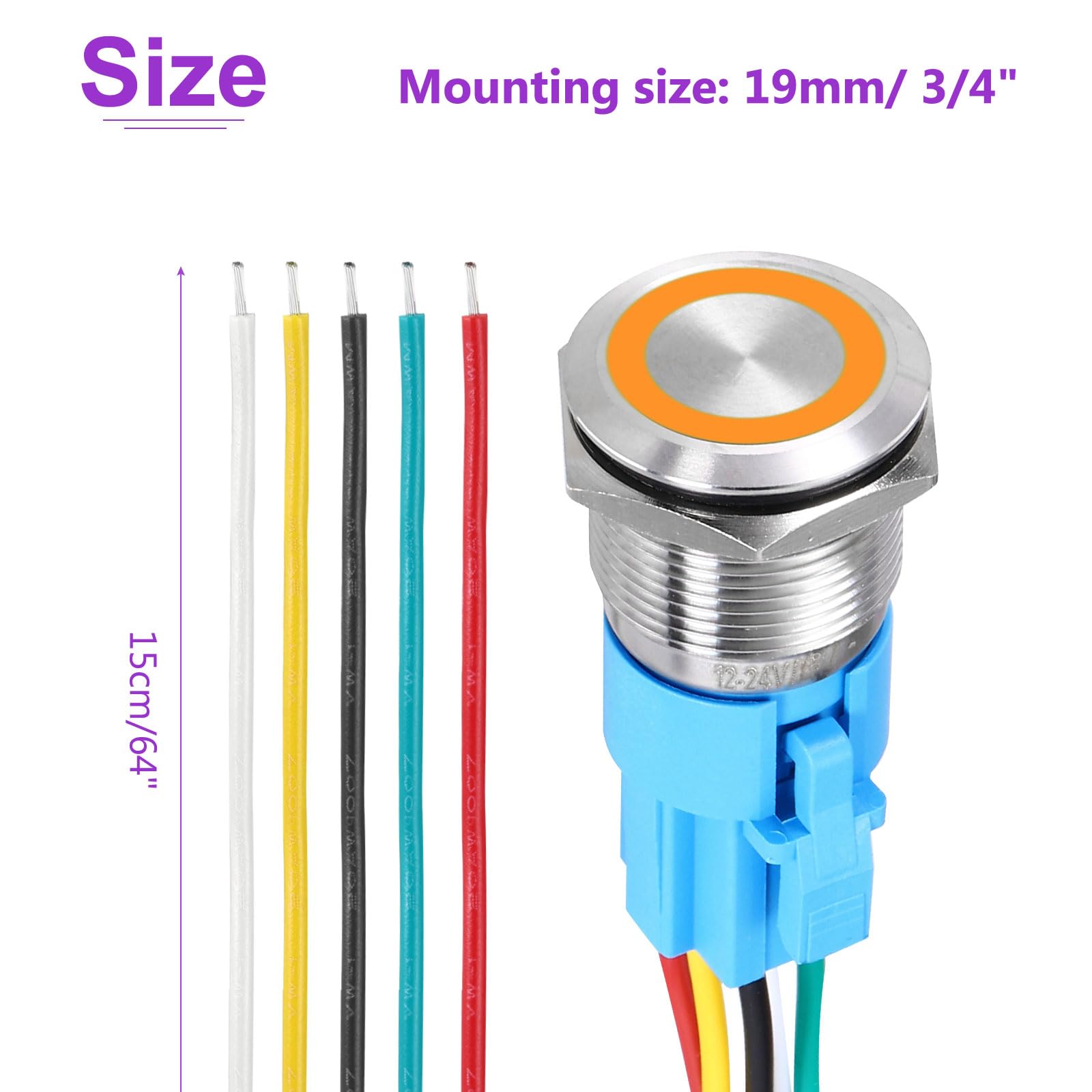 DMiotech 2Pcs 19mm / 3/4" Push Button Switch - Image 4