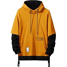 Moshtashio Mens Hoodie Colorblock Pullover Sweatshirt with Design Hip Hop