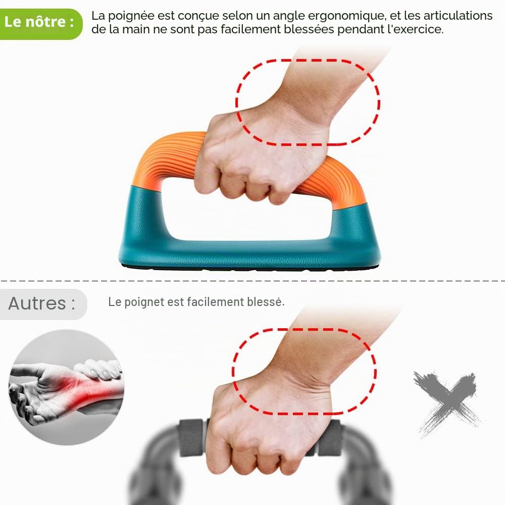 Dolibest Poignées de Pompes, Barres de Pression Pushup Support de Poignées pour équipement de Musculation du Haut du Corps au Sol de Gymnastique à Domicile Exercice de Fitness, 17x13x9cm