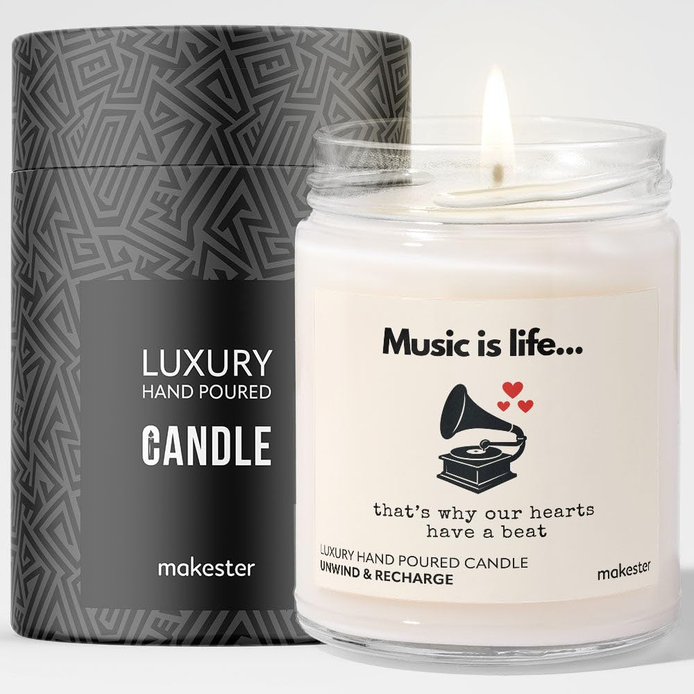 Gifts for Musicians - Luxury Soy Wax Candle - Vanilla, Jasmine, Sugared Almond - Makester โ image 1