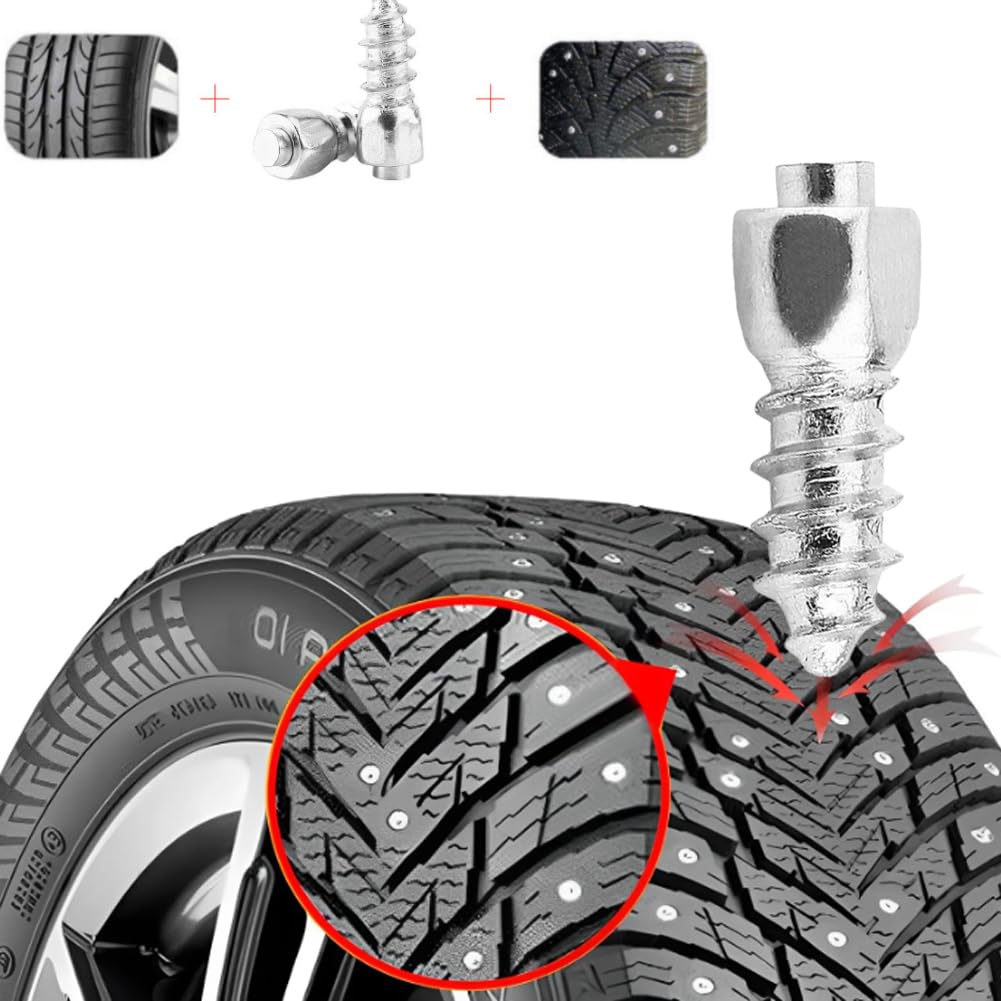 Auto12mm vite antiscivolo vite prigioniera, 100 pezzi 12mm per auto SUV ATV Vite antiscivolo per ruote per pneumatici neve Punte per pneumatici Trim Accessori per auto
