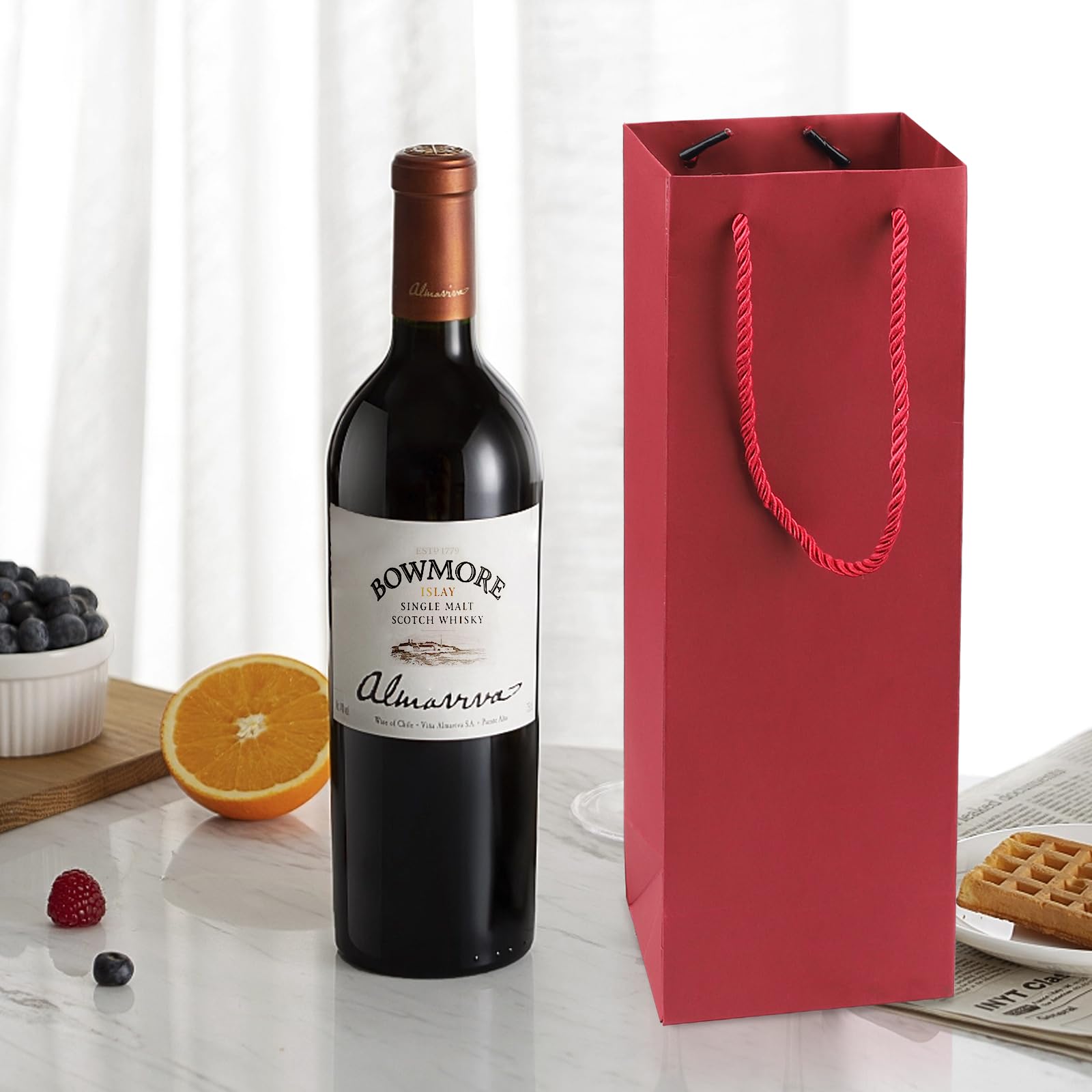 Infactory Wine-gift-bags: Set Di 48 Sacchetti Regalo Natalizi In Carta Kraft Per Bottiglie Di Vino (borsa Regalo Per Bottiglia - Foto 11