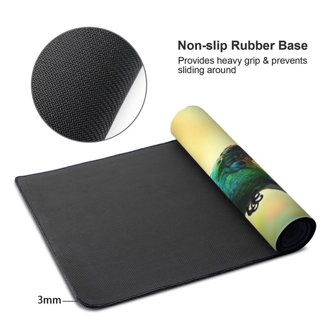 Alfombrilla de ratón 1400x600x3 MM, Alfombrilla Ratón XXL Extendida de Gran Tamaño con Bordes Cosidos, Base de Goma Antideslizante Almohadilla para Teclado, Flores de pájaro S-10049