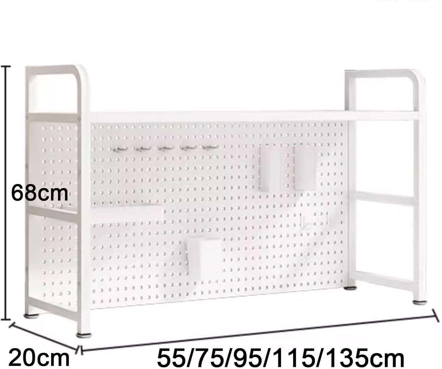 Metalowy regał na książki z perforowaną deską, 2/3-poziomowa półka ekspozycyjna Hh do domowego biura i akademika, pogrubiona stal, nizer, czarny, 95 x 20 x 68 cm