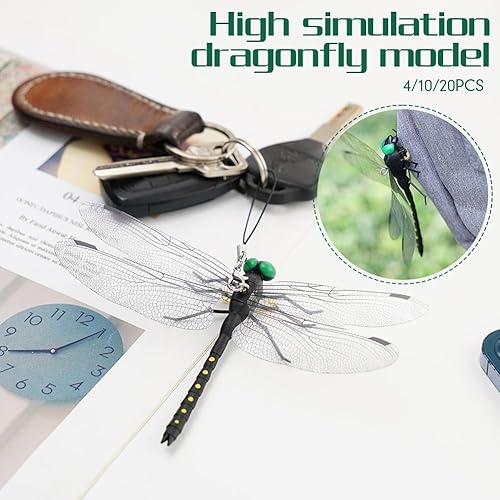Miniatura 4 de 4 PACK Artificial Dragonfly Hat Clip,Realistic Fake Dragonflies Fly Repelling Supplies,Dragon Fly Clips Repelling Supplies for Bugs,3D Garden