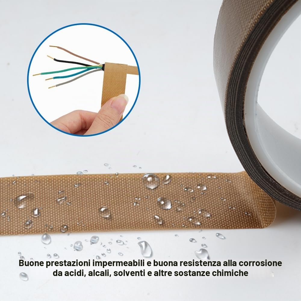 Jinsion 19ｍｍ X 10ｍ Nastro Teflon Sottovuoto | Ptfe Ad Alta Temperatura, Teflon di Vetro Nastros Adesivo per Macchina Sottovuoto, Sigillatura a Mano