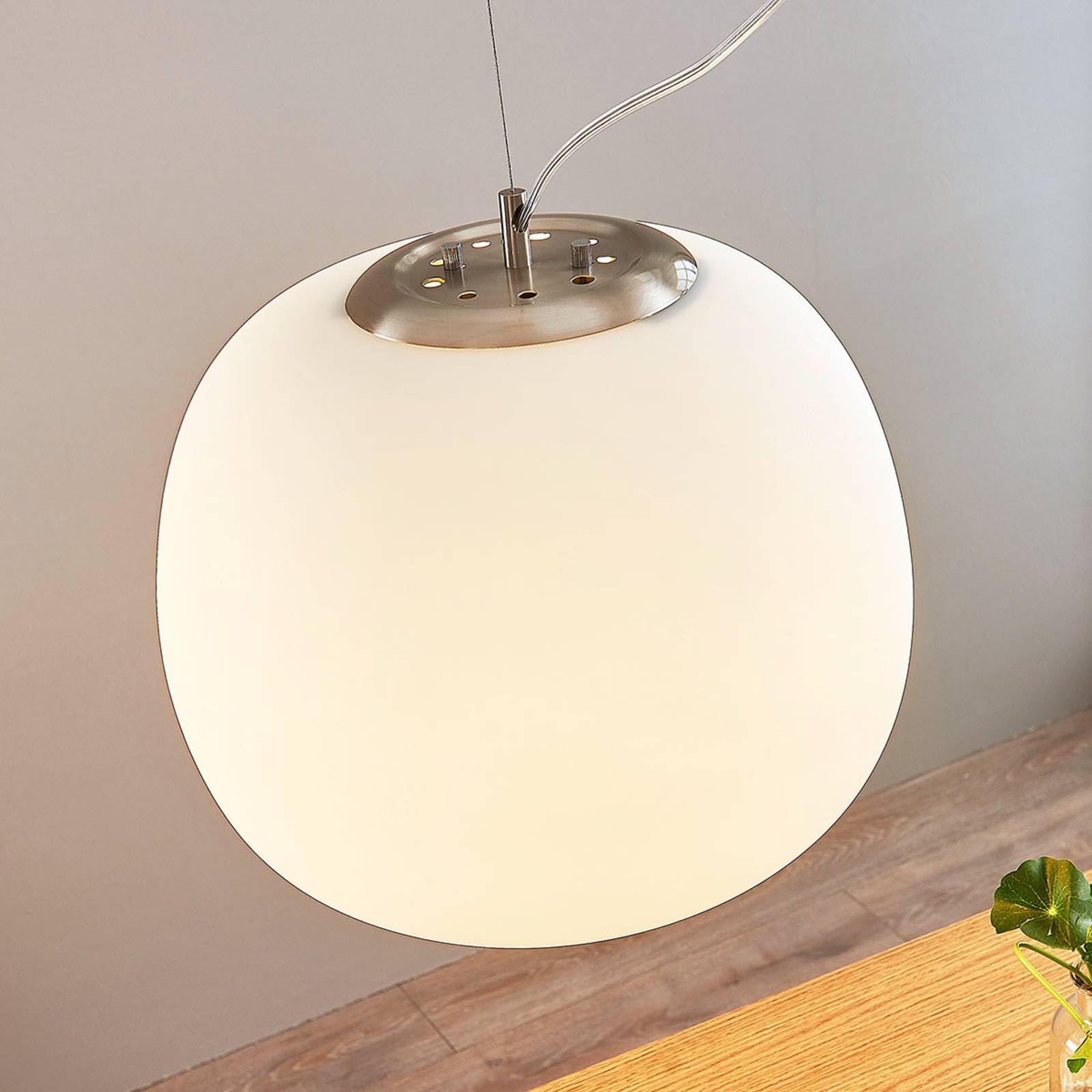 Lindby Lampada a sospensione soffitto, Lampadario soggiorno moderno cucina Sfera in Vetro pendente Bolla di Bianco Stile Nordico Elegante Ø38 cm E27