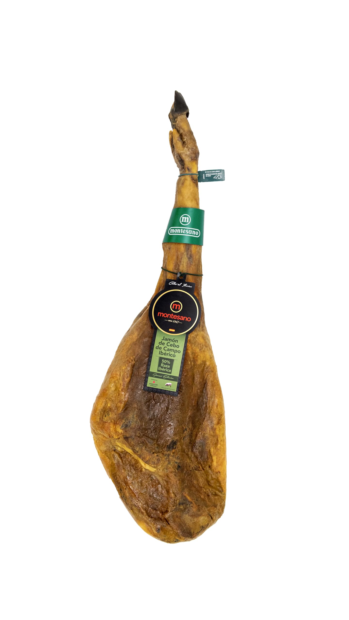 Ibéricos Montesano | Jamón Ibérico de Cebo de Campo 50% Raza Ibérica | 36 Meses de Curación | Criado en Libertad en la Dehesa Extremeña | Alimentado con Piensos y Pastos Naturales | 7-7.5kg