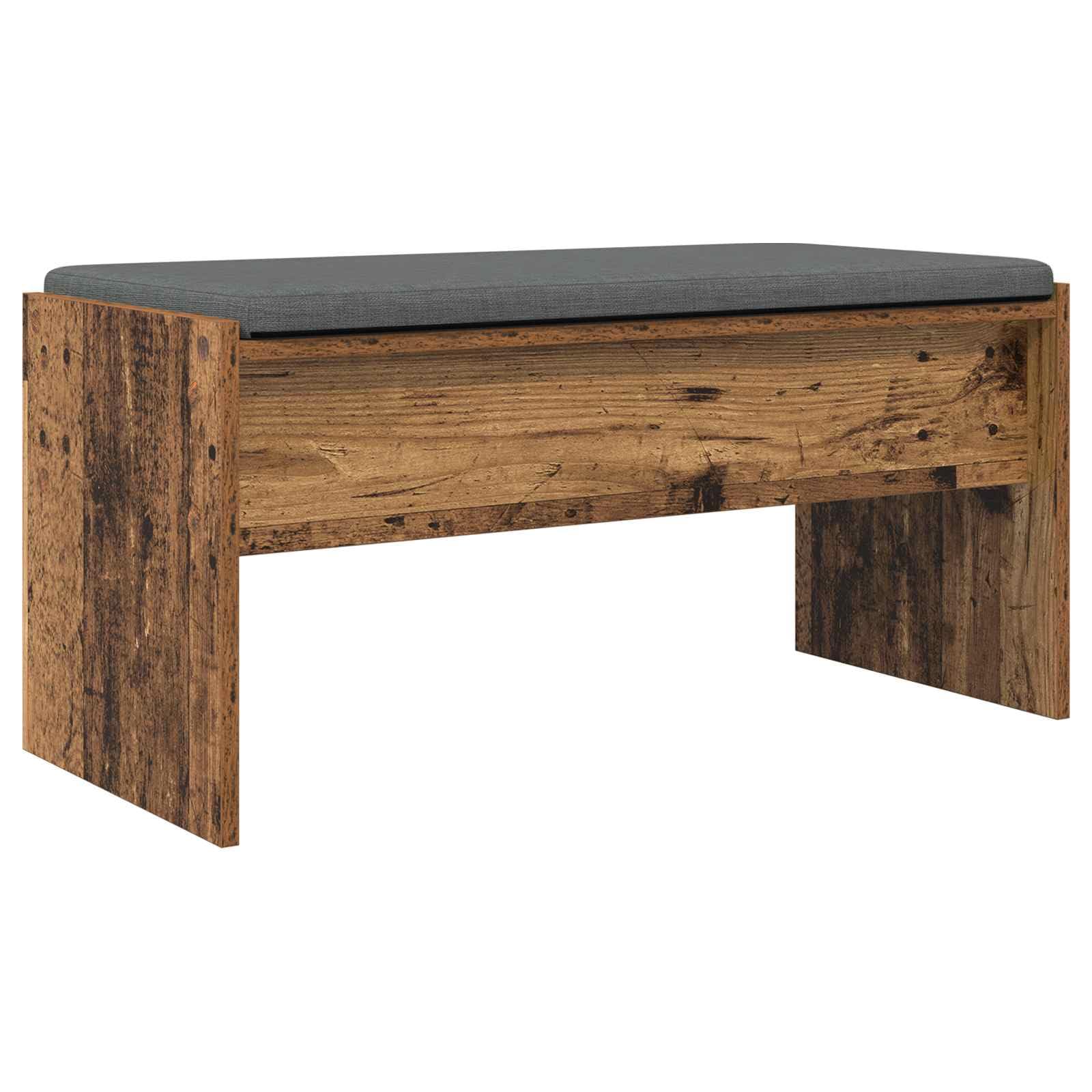 Ławka do przedpokoju z poduszką ze starego drewna 83 x 38 x 40 cm