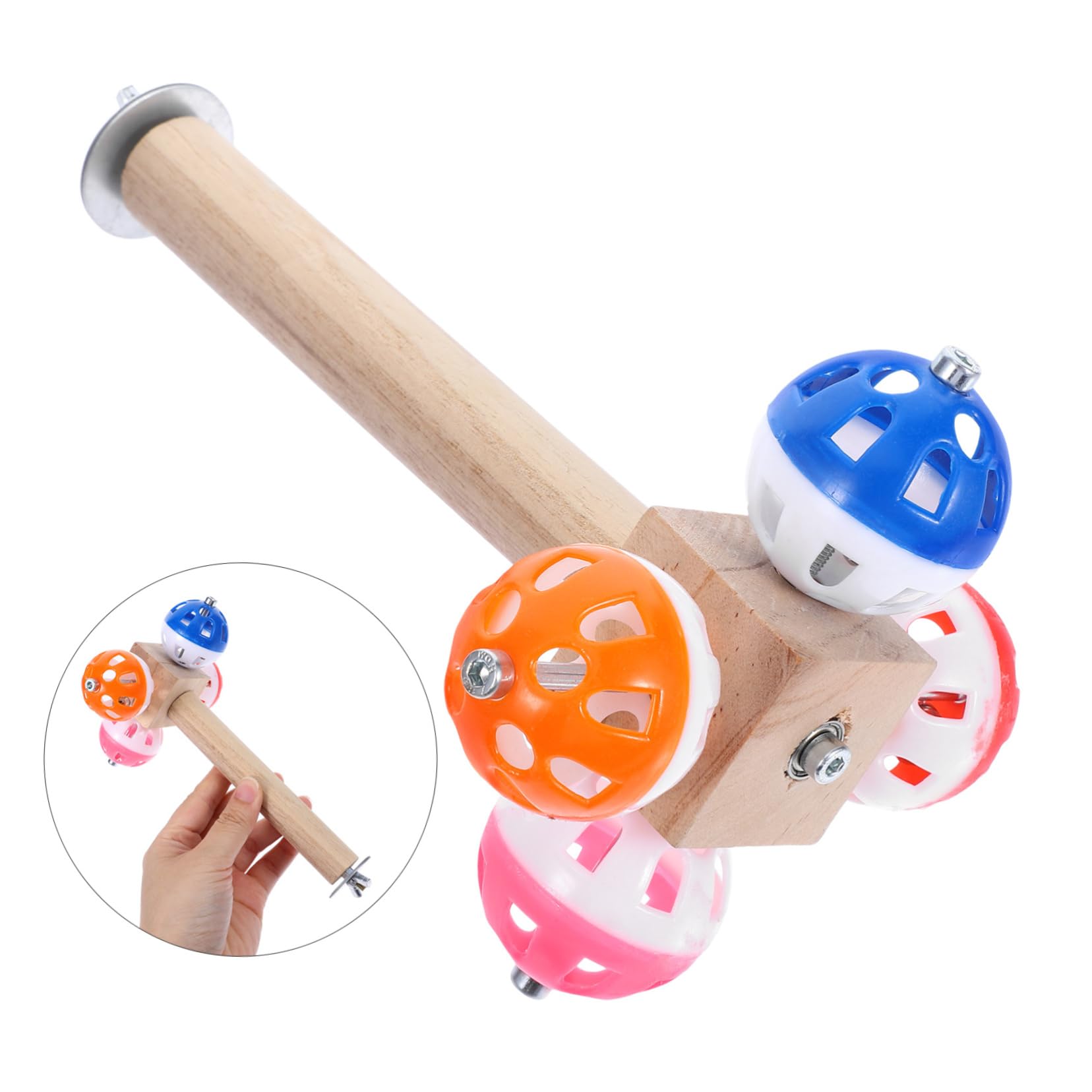 BESPORTBLE 5pezzi Supporto Per Uccelli Legno Con Pallina Rotante Stante Per Pappagalli e Parrocchetti Accessorio Per Gabbie Di Uccelli Materiale Sicuro e Resistente Facile Da Installare e