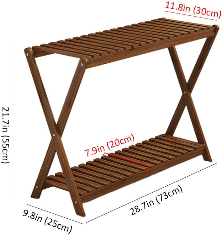 Flower Stand Solid Wood,Flower Pot Rack Double Layer,Indoor Floor Standing Plant Rack,Living Room Bedroom Balcony Multi-Purpose Storage Rack