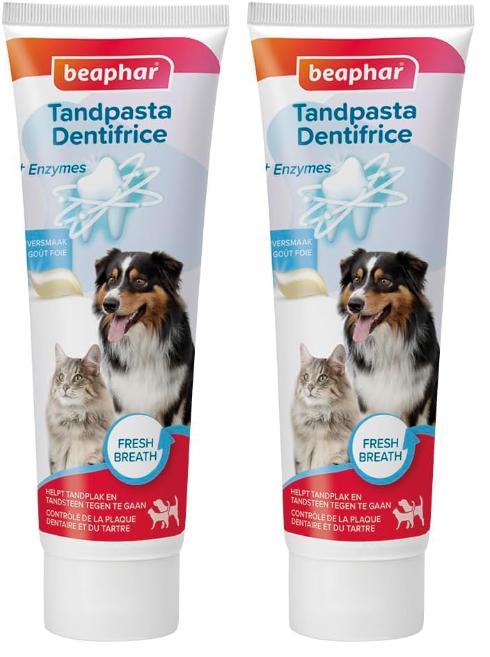 BEAPHAR – Dentifrice pour Chien et Chat – Contrôle de la Plaque Dentaire et du tartre – sans rinçage – Haleine fraîche – Nettoyage Complet – Goût Foie...