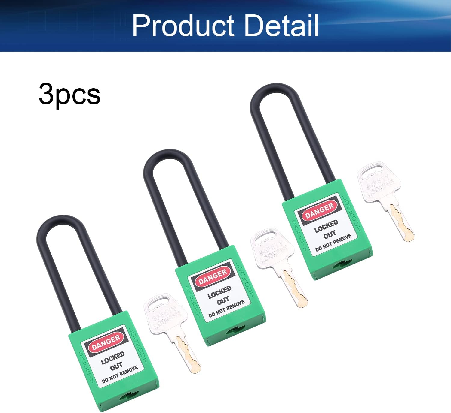 Yinpecly PA Lockout Tagout Locks with Hasps, Loto Tags and Safety Padlocks 37x45mm/1.46x1.77 inch（WxH Keyed Alike Loto for Lock Out Tag Out Grass Green 3Pcs