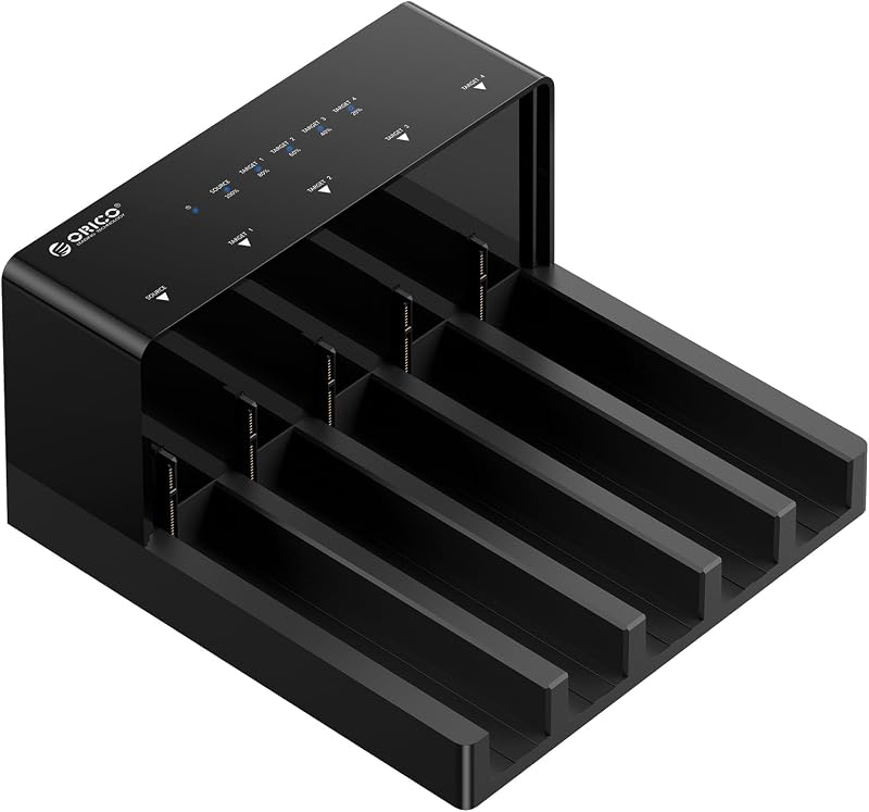 ORICO 5-Bay 6558US3-C Merevlemez Dokkoló - 90TB Tárhely, USB 3.0, Offline Klónozás, 230MB/s, Windows/Mac/Linux Kompatibilis, Fekete