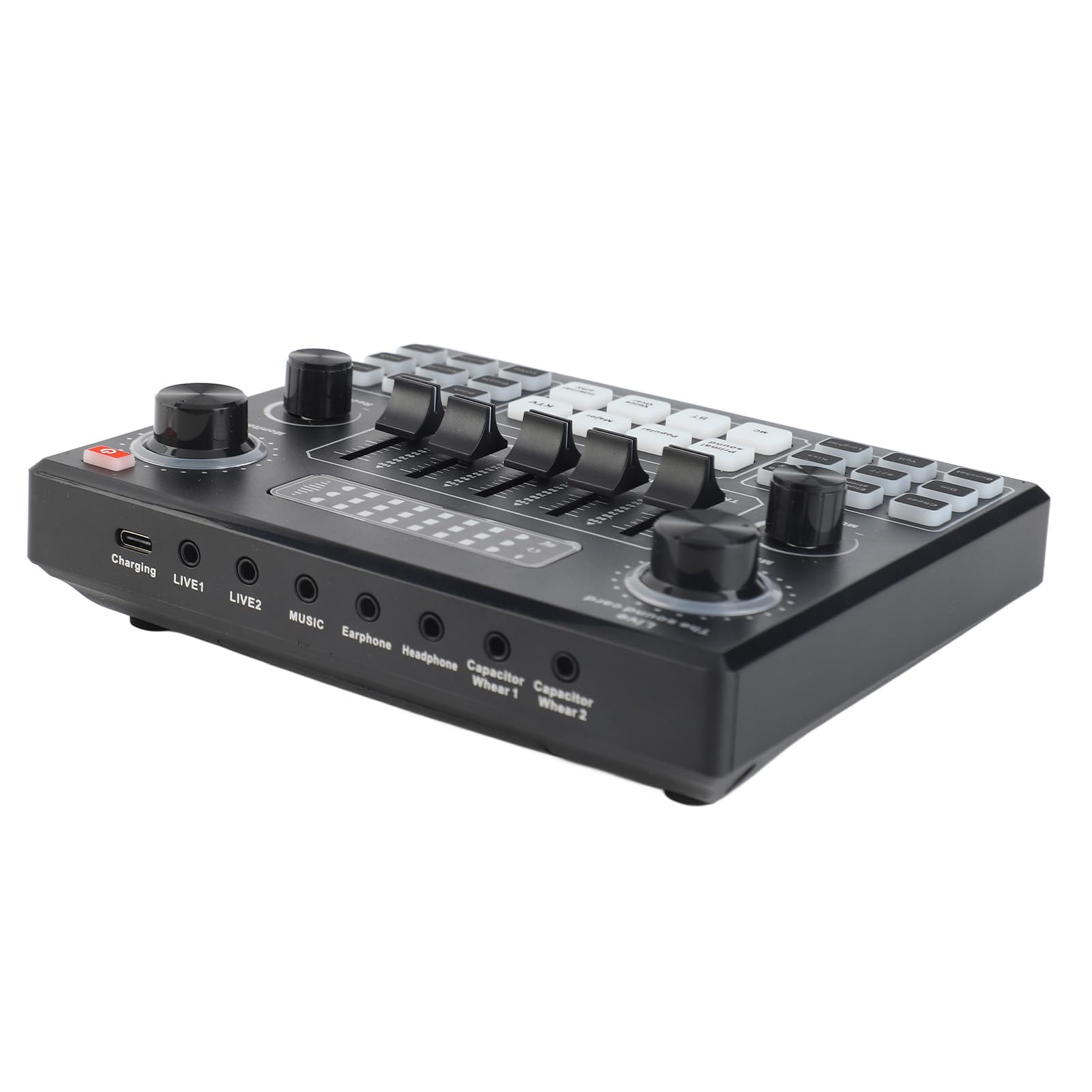 SEAFRONT Tarjeta de Sonido Inteligente y Kit de Micrófono, Micrófono de Suspensión de Acero ABS con Chip de Audio DSP, Admite Canto en Vivo y Monitoreo en Tiempo Real para Podcasters Streamers (BLACK)