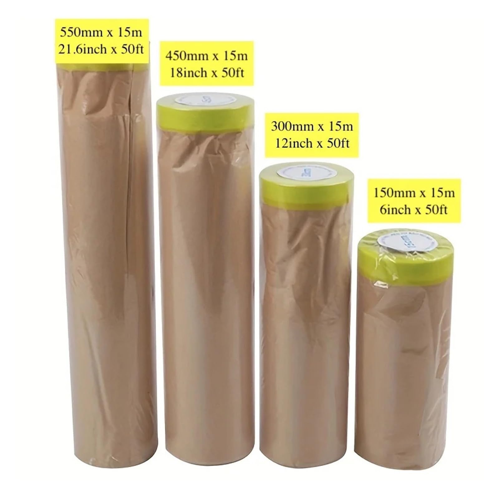 Carta Masking Preadesiva for Verniciatura Rotoli Adesivi ive Gialla(Yellow-55cm-15m)