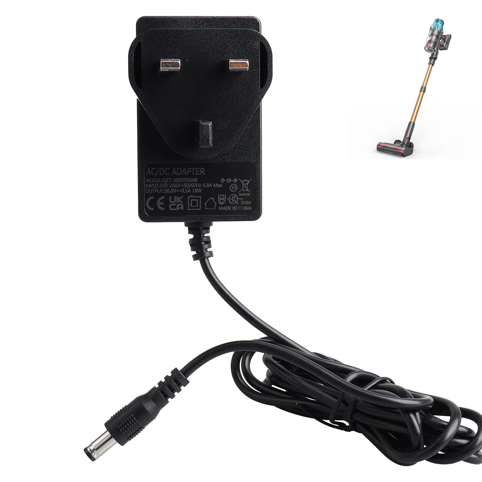 36V 0.5A Power Supply Adapter, Compatibility with SunSare X7A X9 X11,INTETURE BP20,Fabuletta FSV006 FPV006, Ultenic U16 Flex U20, ElecKeys K10, Cordless Vacuum Cleaner 29.6V Battery Charger, 5.9FT