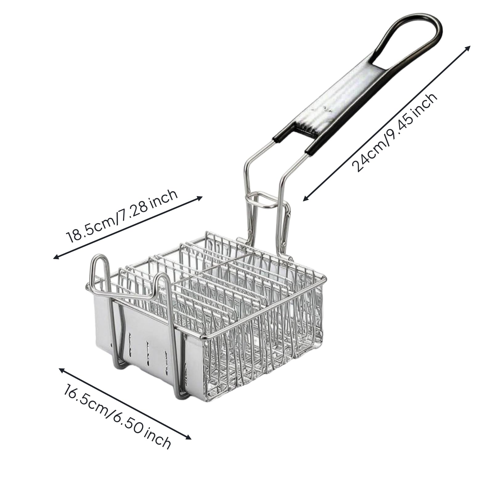 Gralara Cesta Freidora con Mango smontable Acero Inoxidable Profesional para Cocina