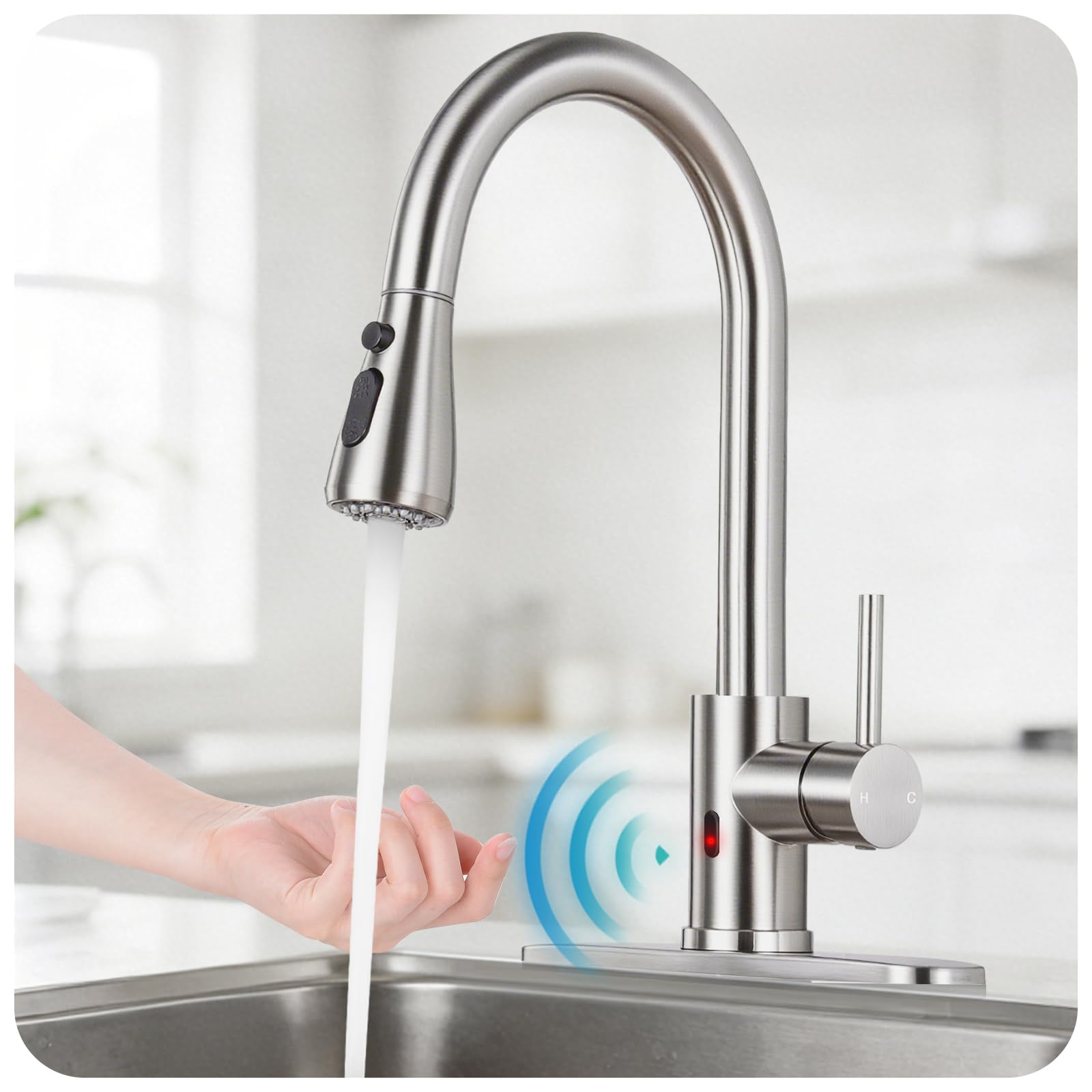 Brushed Nickel Kitchen Faucet with Pull Down Sprayer -26 Brushed Nickel Kitchen Faucet with Pull Down Sprayer -26