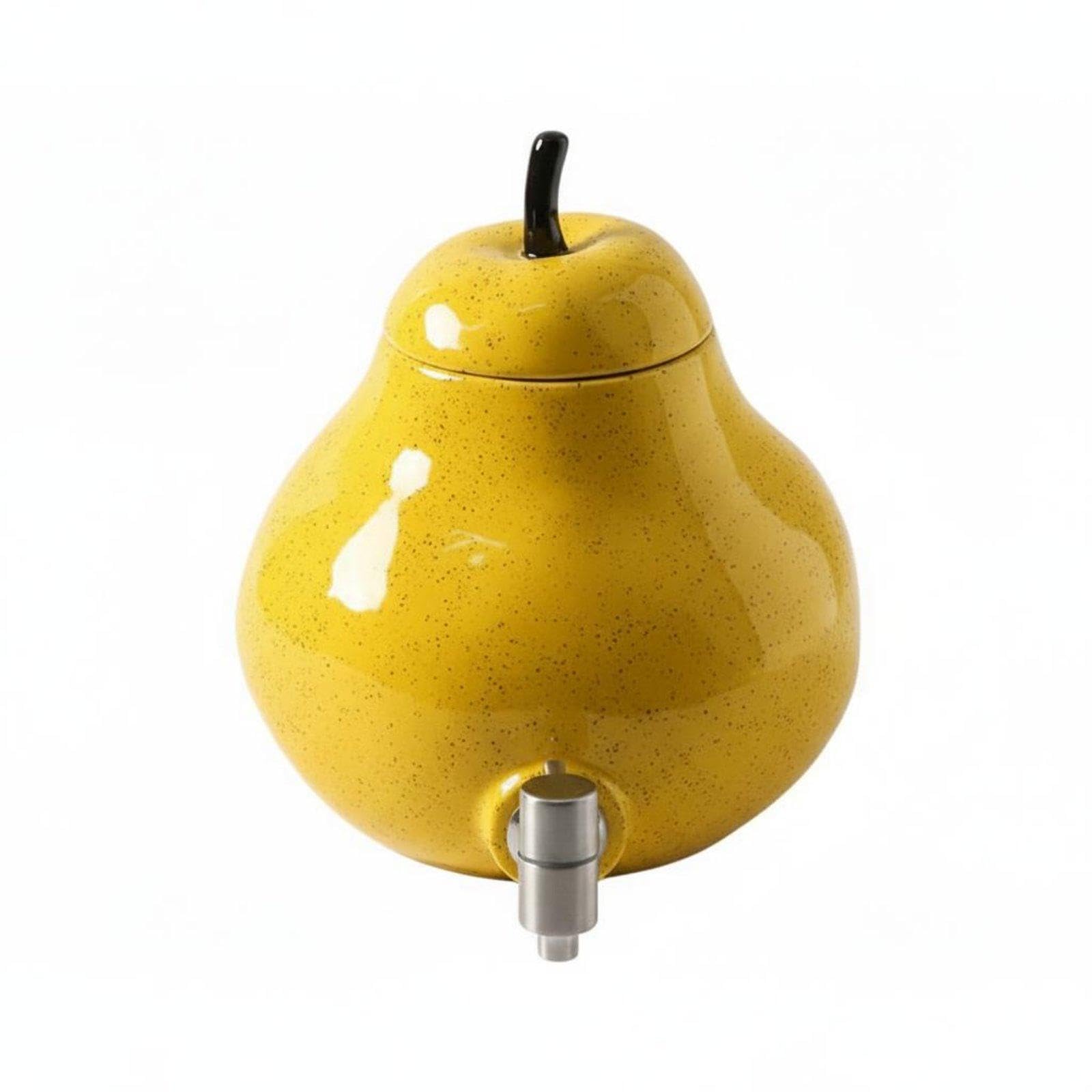 Pear Shaped Beverage Dispenser Large Capacity Cold Drink Pitcher with Spigot High-Temperature Resistant Botanical-Themed Design Water Jug Yellow 2.8L-picture-10