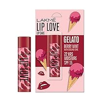 Lakmé Lip Love Gelato Chapstick, Moisturizing Tinted Lip Balm With Spf 15, Crème Finish, 4.5g – Berry Mint