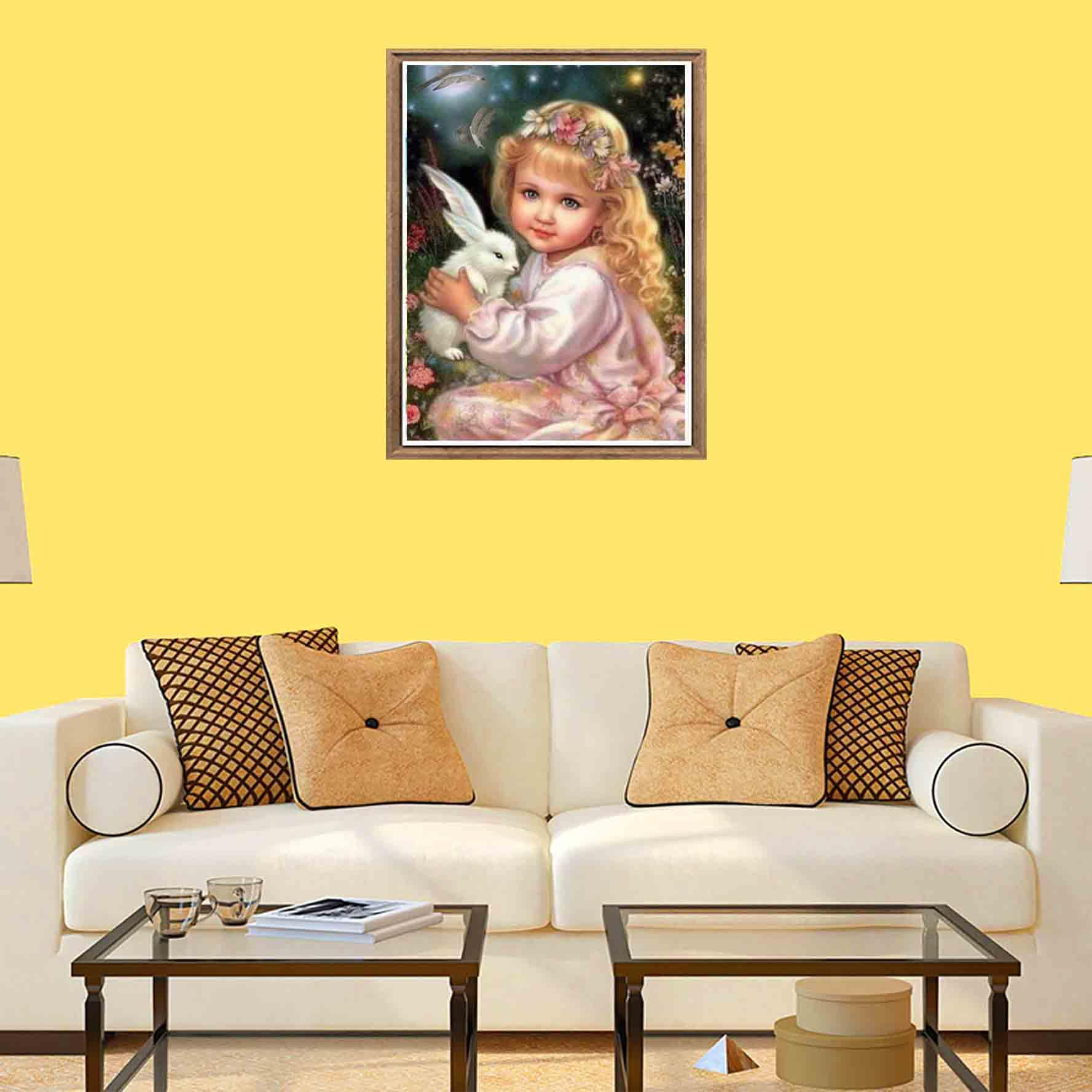 Bimkole 5D Diamond Painting Kit Completo Fai da Te Ragazza Angelo, Coniglio Pittura Diamante Punto Croce Strass Arte E Creazione Di Mosaico Decorazione Murale Artigianale 30X40 cm