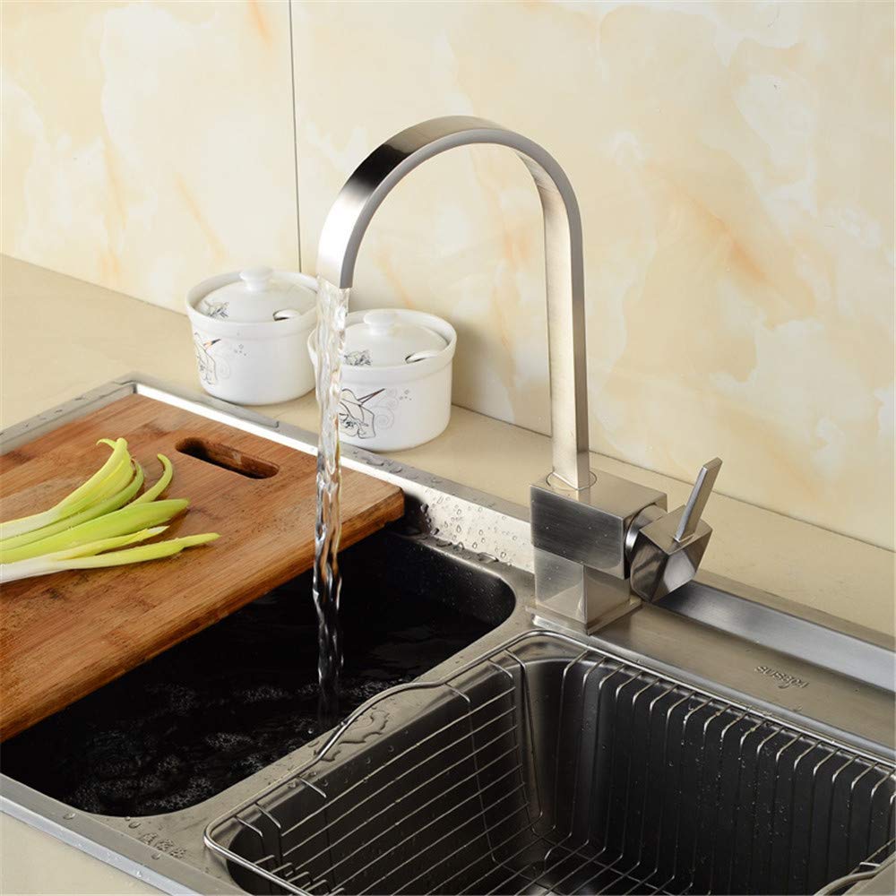 Grifo de cocina antiguo Orbe con mezclador monomando y caño cuadrado giratorio