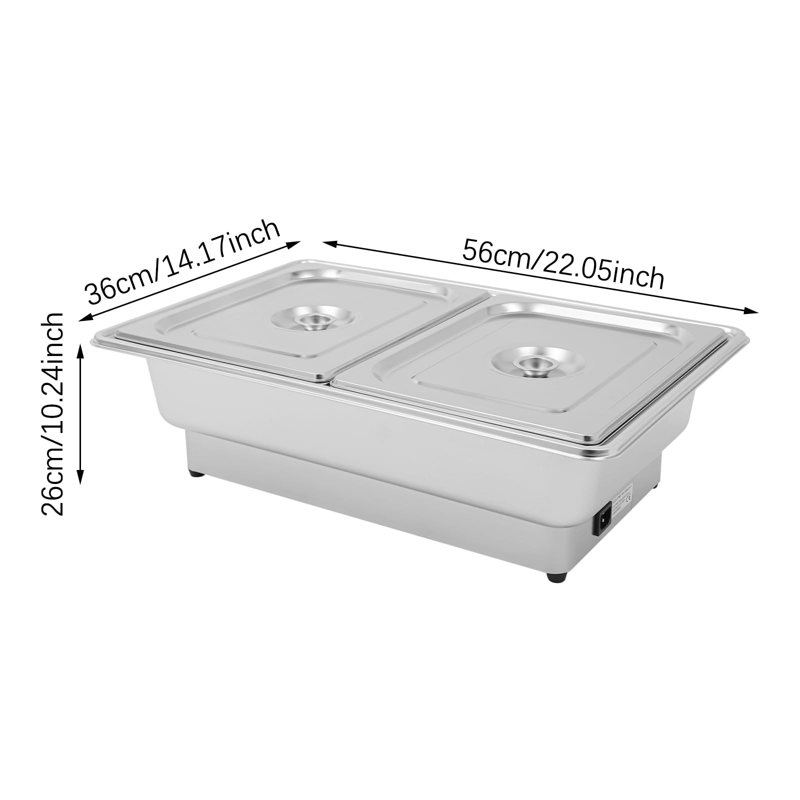 Chafing Dish elettrico in acciaio inox con GN 1/2 | 9 litri | 35 – 80 ℃ | scaldavivande per buffet catering party