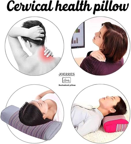 Miniatura 8 de Almohada de trigo sarraceno y almohadas cervicales para dormir (21 x 8 x 3 pulgadas), paquete de tela gruesa 100% orgánica con cáscaras de trigo