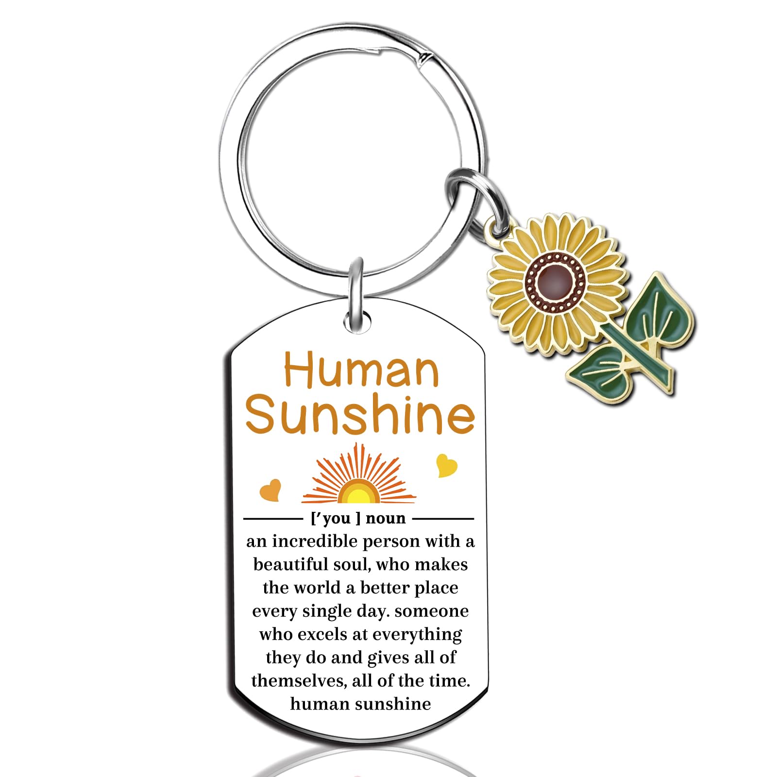 Human Sunshine Gifts for Women Sunflower Keychain Thank You Appreciation Valentines Day Gifts for Coworkers Leader Teacher Mental Health Gift Ideas Motivational Sunflower Gift for Women