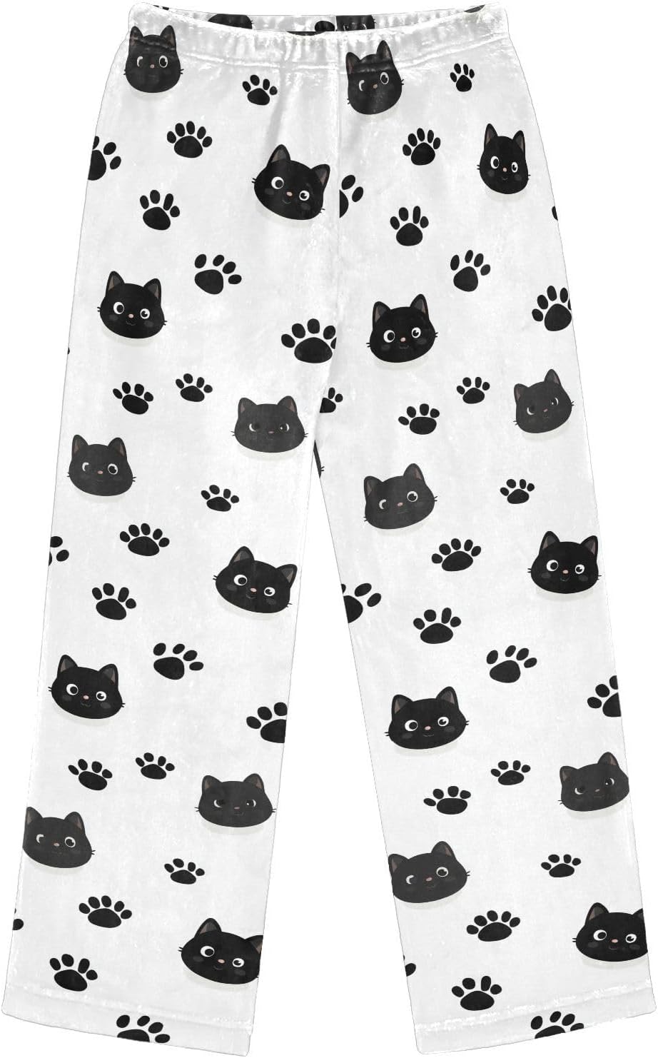 Black Cat Heads Paw Boys Pants for Kids Fleece Bottoms Long Jogger Pants Trousers with Pockets Size 6-14Y