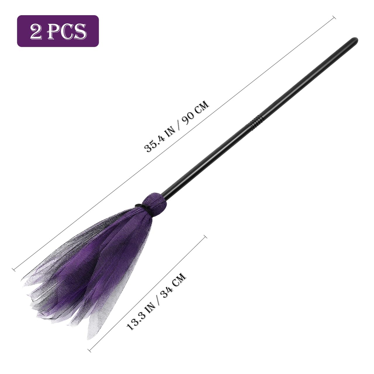 Lot De 2 Balais De Sorcière Halloween - Accessoires Cosplay Et Décoration Fête