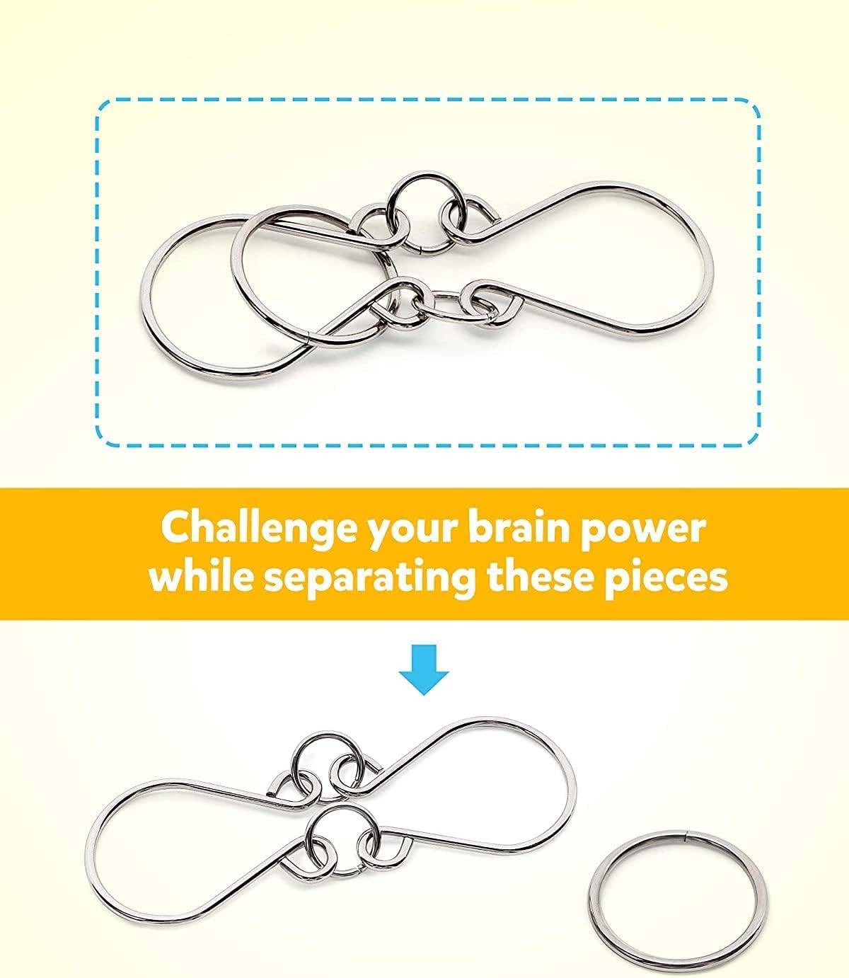 Metal Wire Puzzle Set of 16,Brain Teaser IQ Test Disentanglemen Iron Link Unlock Interlock Game Chinese Ring Magic Trick Toy for Party Favor Kids Adults Challenge