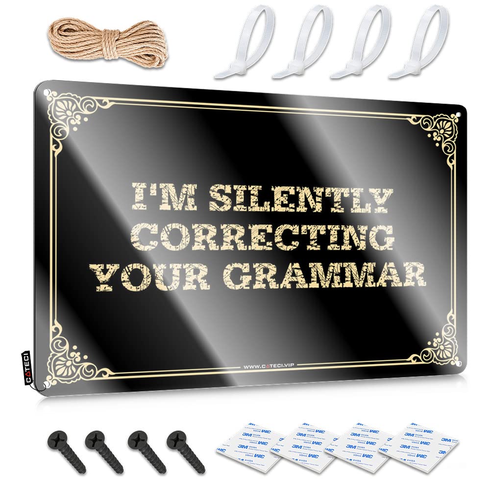 MGHTLCCME Beer Decorations For Man Cave I'M Silently Correcting Your Grammar Tin Sign Man Cave Accessories And Decor Tin Sign Metal(30X40CM)