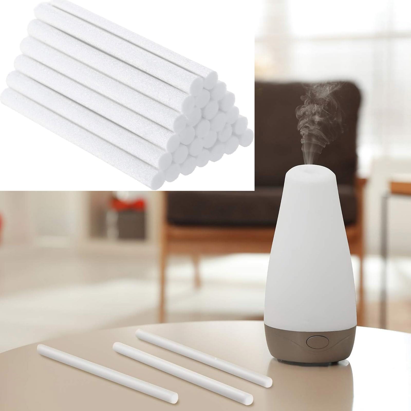 Loolee 40pcs Humidifier Cotton Filter Sticks Replacement Wicks for Portable Aromas Diffuser USB Powered Humidifiers Part