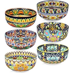 Ceramic Cereal Bowls Set of 6, 28 o...