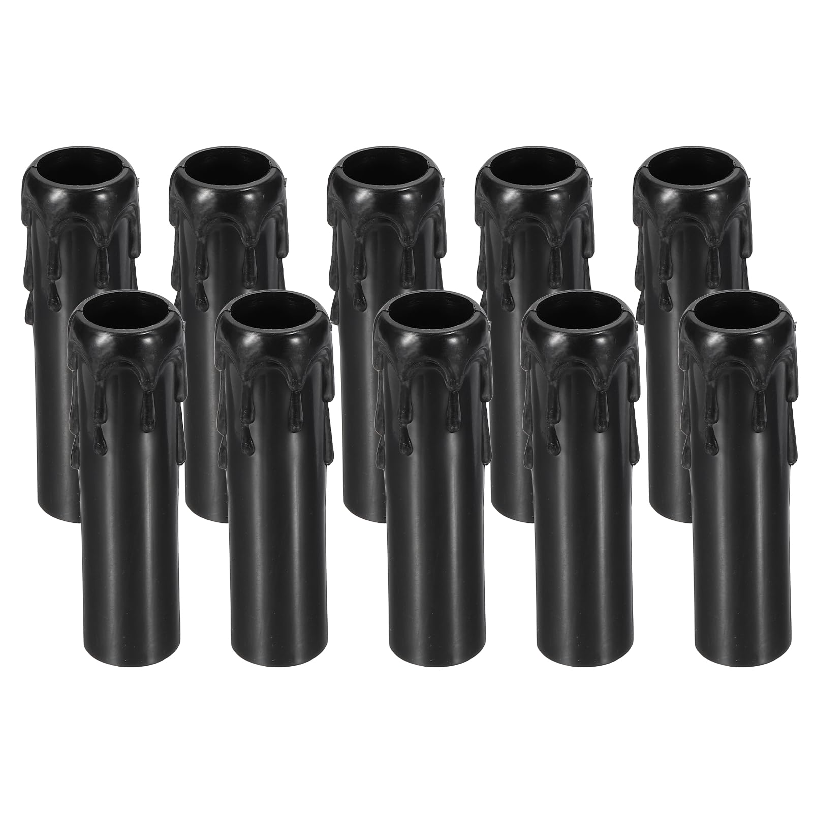 VIAPUICE Candle Covers Sleeves 4.1" 10 Pack - E12 Bulb Light Holder Plastic Drip Candle Socket Covers 21mm I.D. for Wall Crystal Candle Lamps Chandelier Base Lighting Fixtures, Black