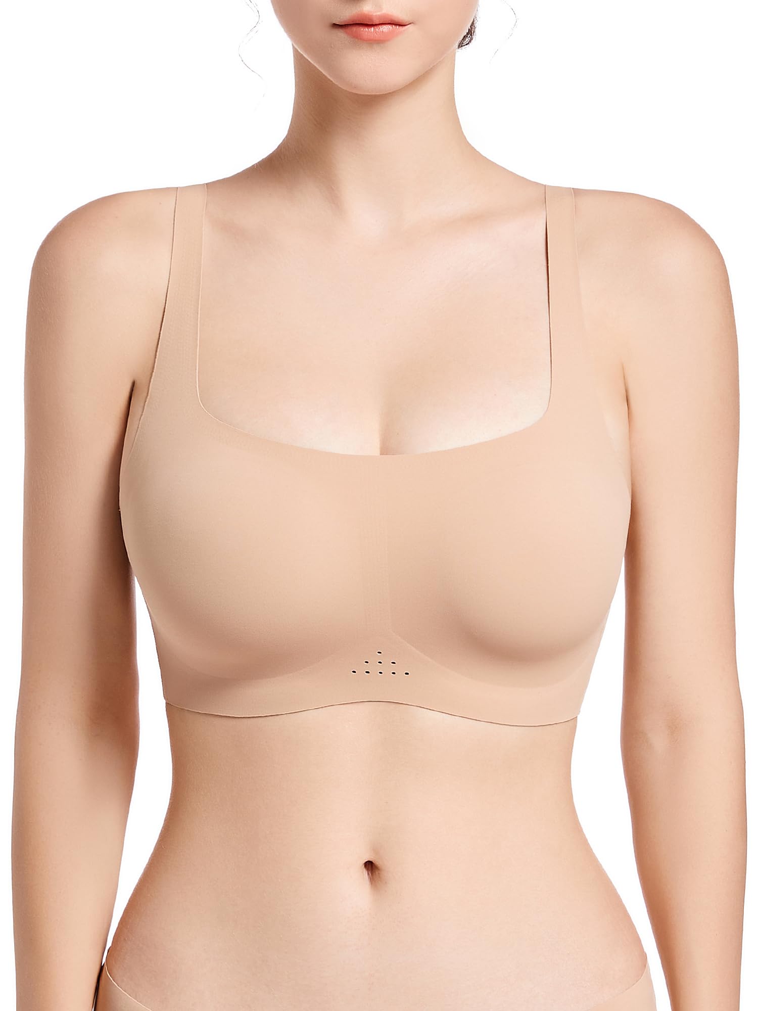 SHAPERXWireless Scoop Bras for Women Small to Plus Size Everyday Bra with Removable Pads