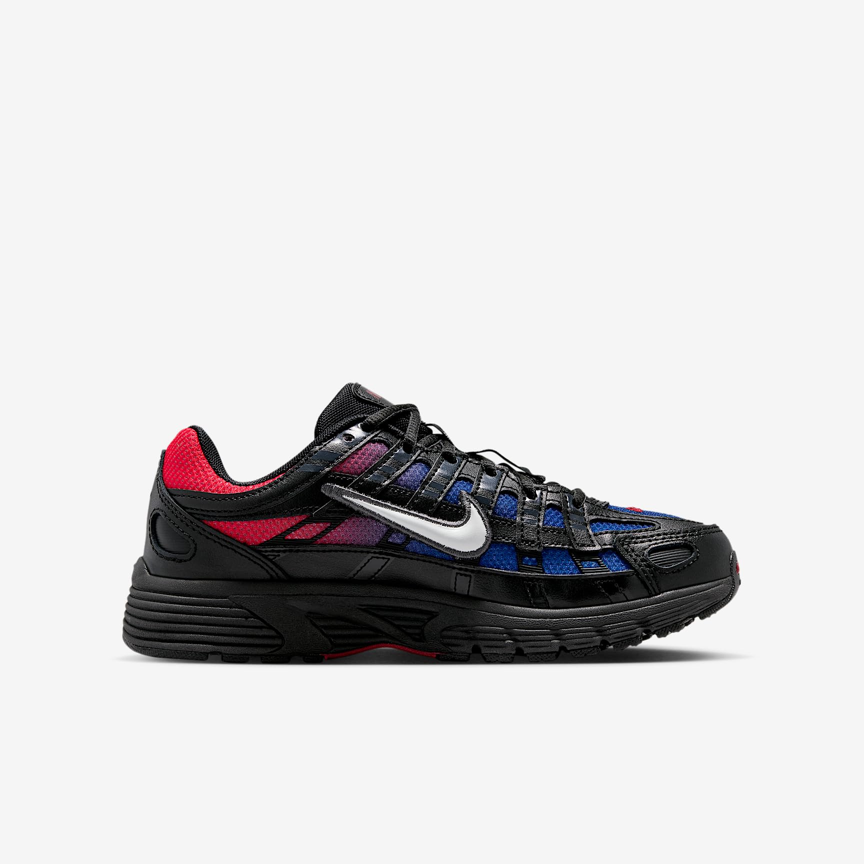 NIKE P-6000 Zapatos de piel y malla transpirable IO9922 Color 002 Negro Rojo Azul Amortiguado Ergonómico