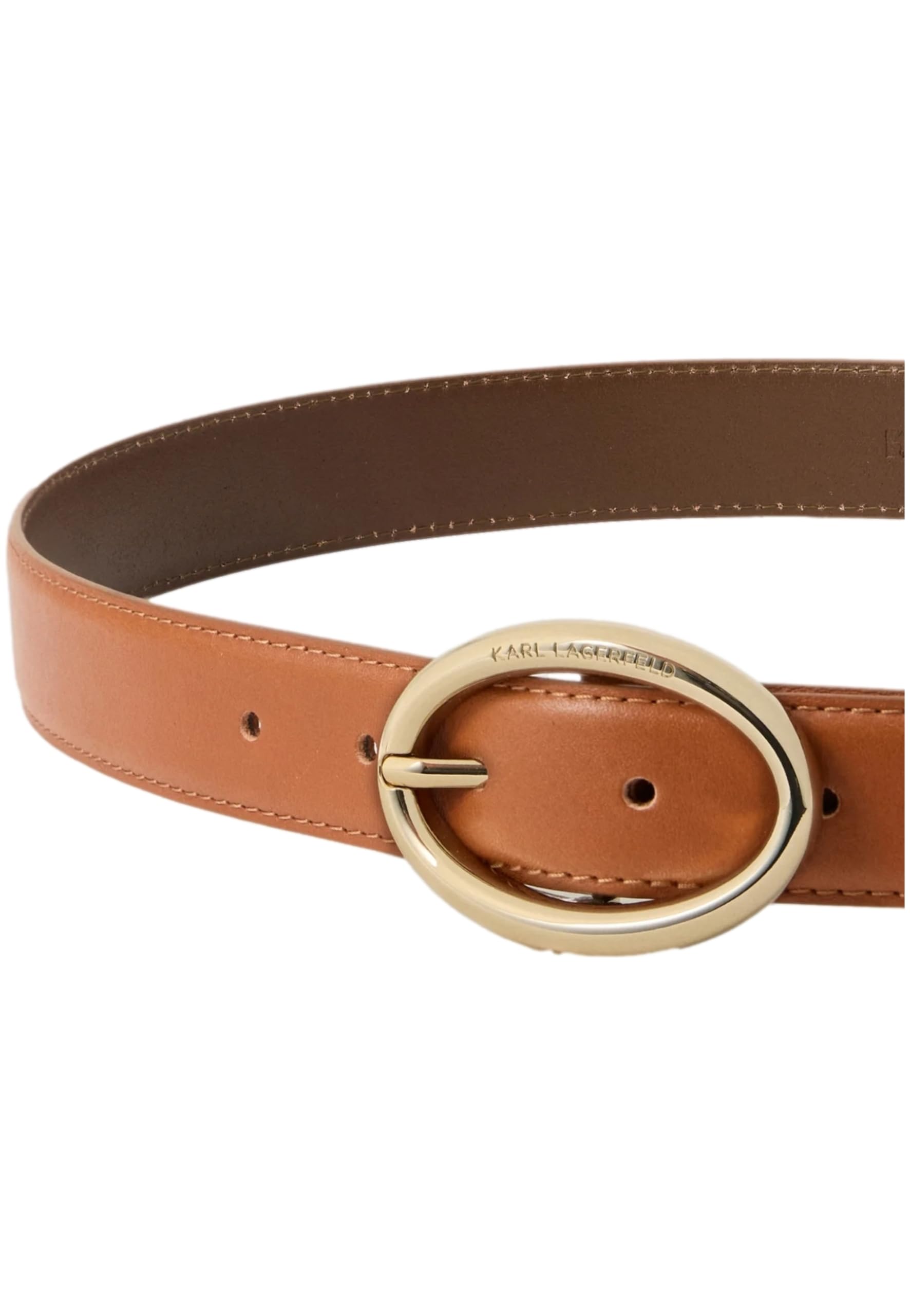 KARL LAGERFELD Ceinture boucle dorée ovale couleur marron